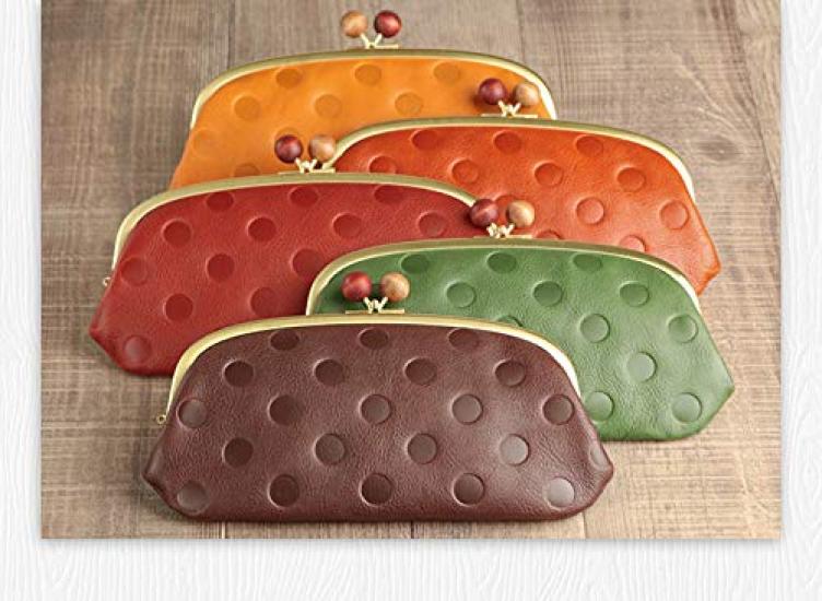 ARCOLO Geldbörse mit Verschluss, Punktmuster, Lange Geldbörse, Hergestellt in Japan (Terrakotta)