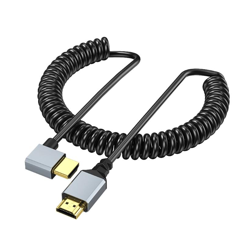 HDTV Port 4K 60Hz Video Cord Coiled Cable Straight/90 Degree Male To Male Connector Line for Projector Display