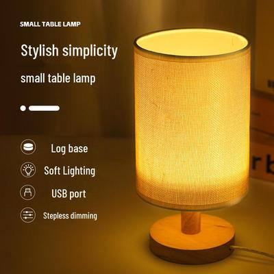 Stoff-Holzsockel Tischlampe: DIY-Softlicht, augenfreundlich, ideal für Nachttische