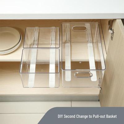Punch-Free DIY Telescopic Pull-Out Basket with Adhesive Drawer Slides
