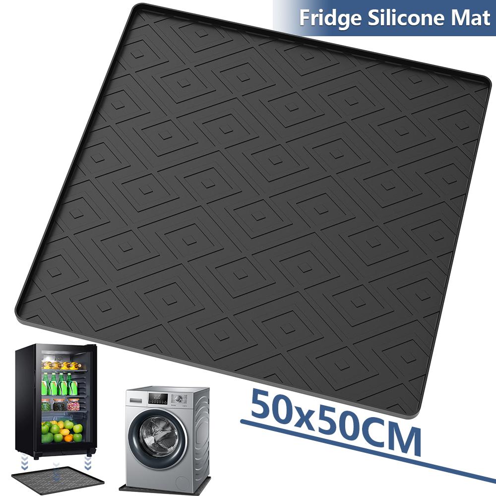 1/2Pcs Mini Fridge Silicone Mat 50x50CM Non Slip Under Refrigerator Mat Prevents Appliance Leakage Fridge Drip Pan Pet Feed Mat