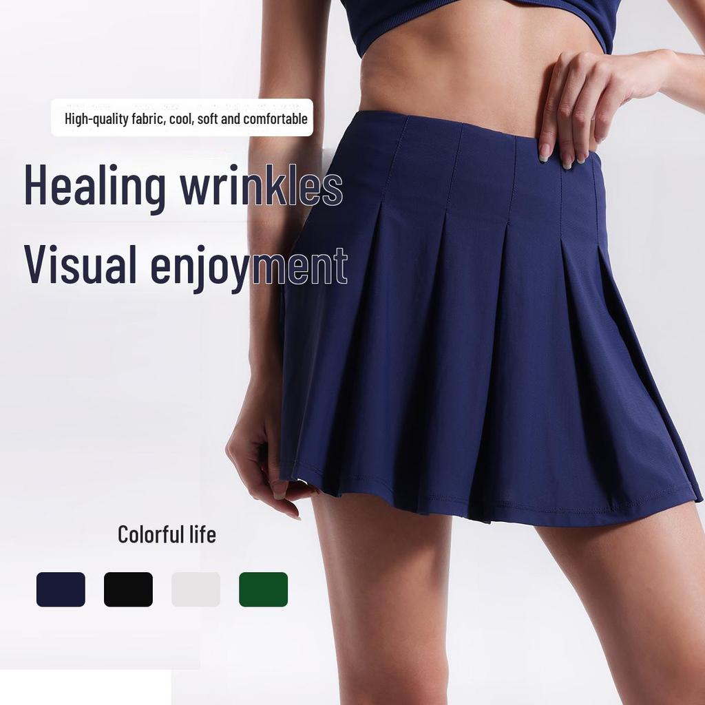 Lulu Sports Quick-Dry High Waist Skirt: Aerobic & Yoga Skort with Built-In Pockets, Anti-Exposure Pleats for Tennis & Fitness.