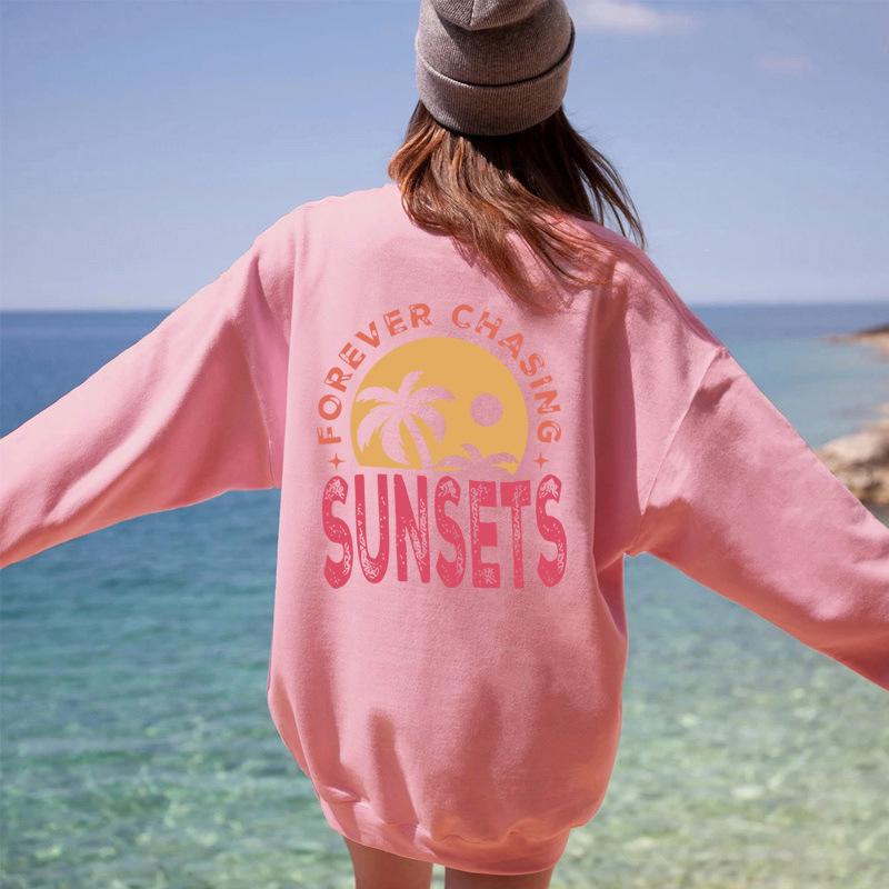 Women's Autumn/Winter Plus Velvet Letter-Print Round Neck Sweater