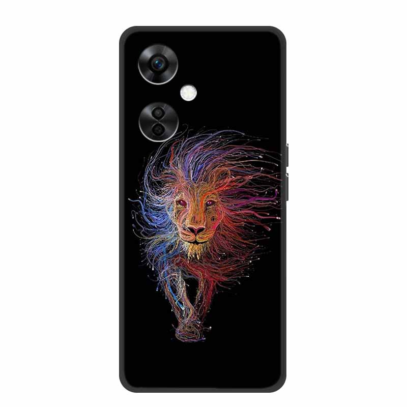 For OnePlus Nord CE 3 Lite 5G Cases Black Silicone Soft Cute Cat Rose Case For OnePlus Nord CE 3 5G Heart Lion Luxury TPU Cases