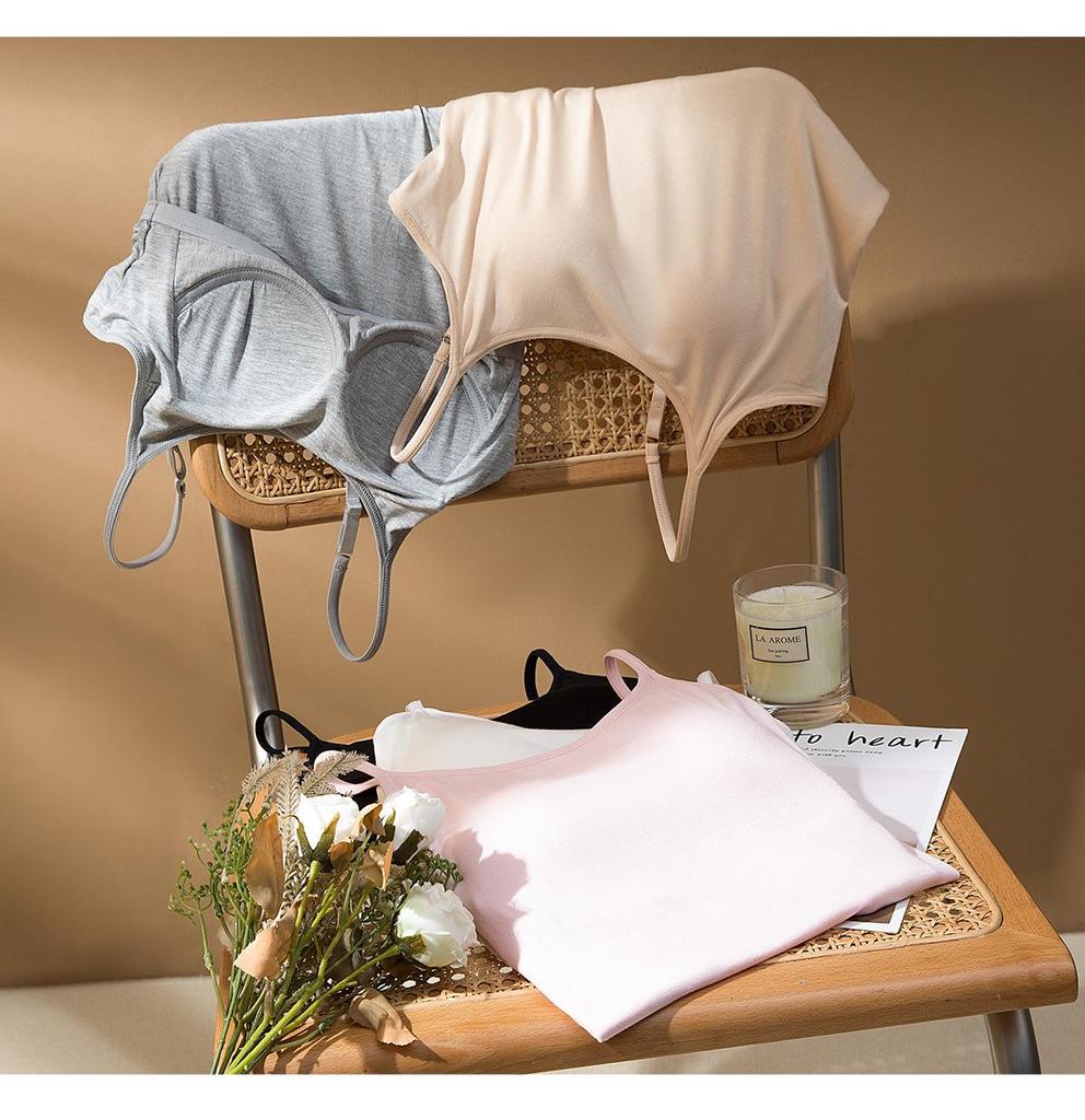 Modal Summer Camisole with Thin Straps and Built-In Bra