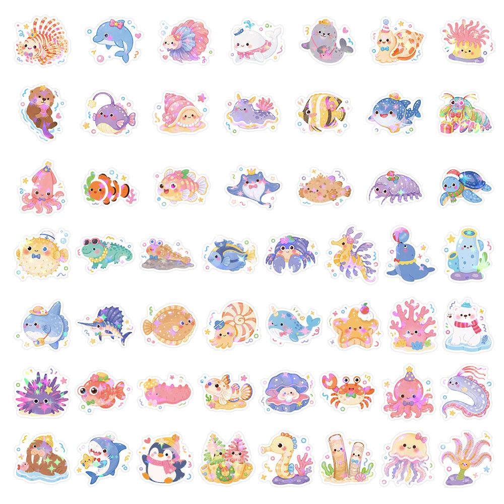 10/30/50pcs Cute Colorful Marine Life Stickers Aesthetic Ocean Animal Sticker DIY Stationery Phone Luggage Funny Graffiti Decals