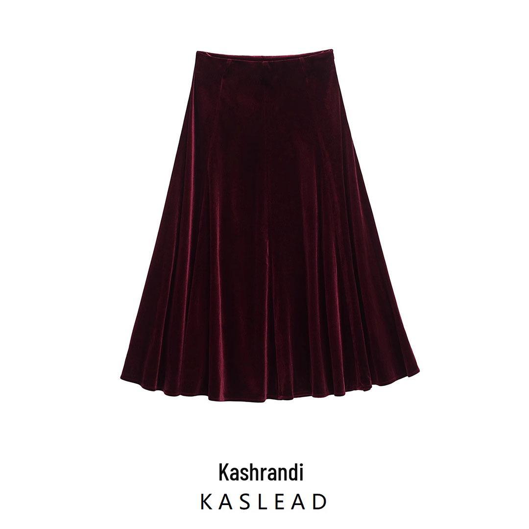 

2025 Spring Women s European & American Fashion Velvet Wavy Skirt Extra Small