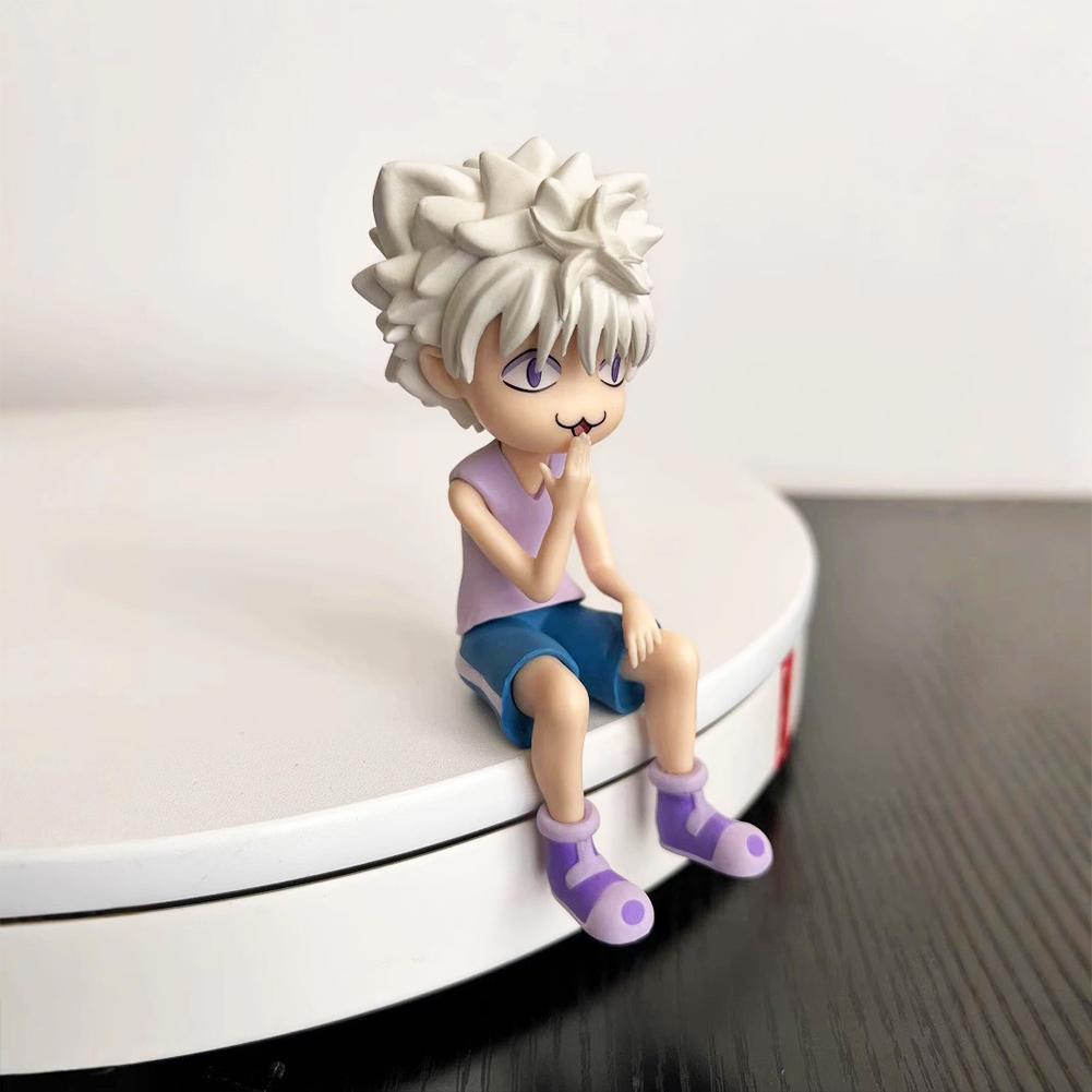 Anime Killua Zaoldyeck Figure Sitting Smile Cat Face Action Figure Killua Figurine PVC Model Desktop Ornaments Toys Gifts 11cm
