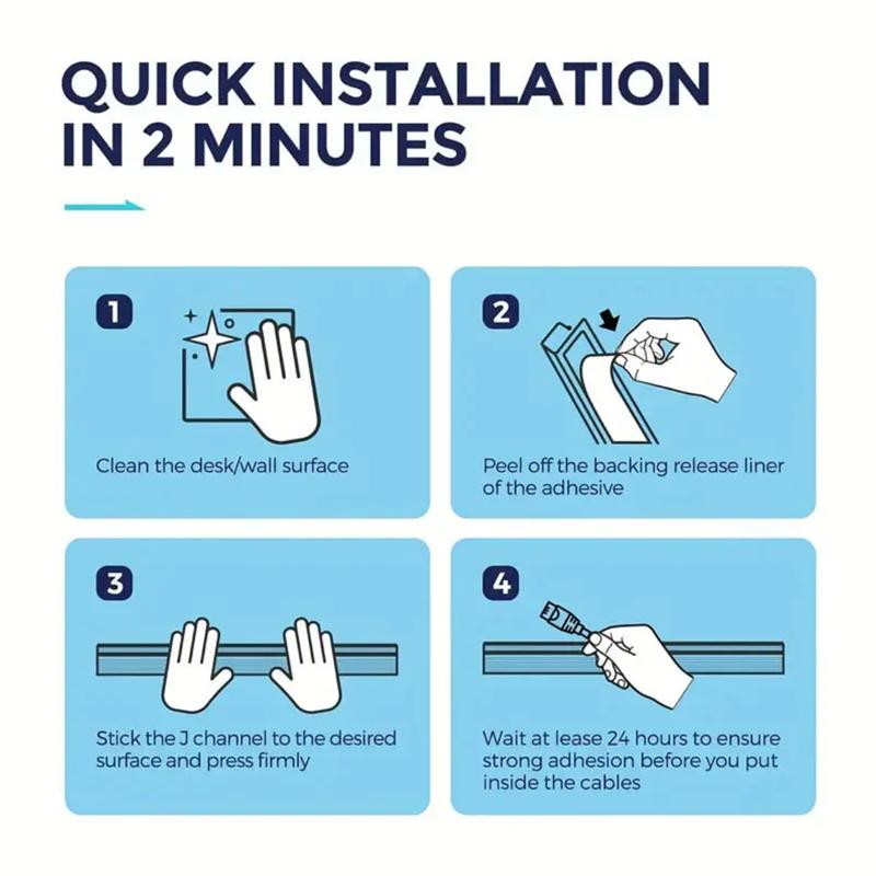 Channel Desk Cable Organizer Wire Management Accessories Network cable power cord Protecter No Drilling Under Desk Management Tray