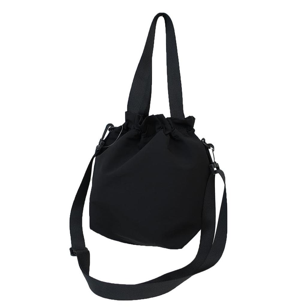 Drawstring Shoulder Bag Black Journey Snoopy