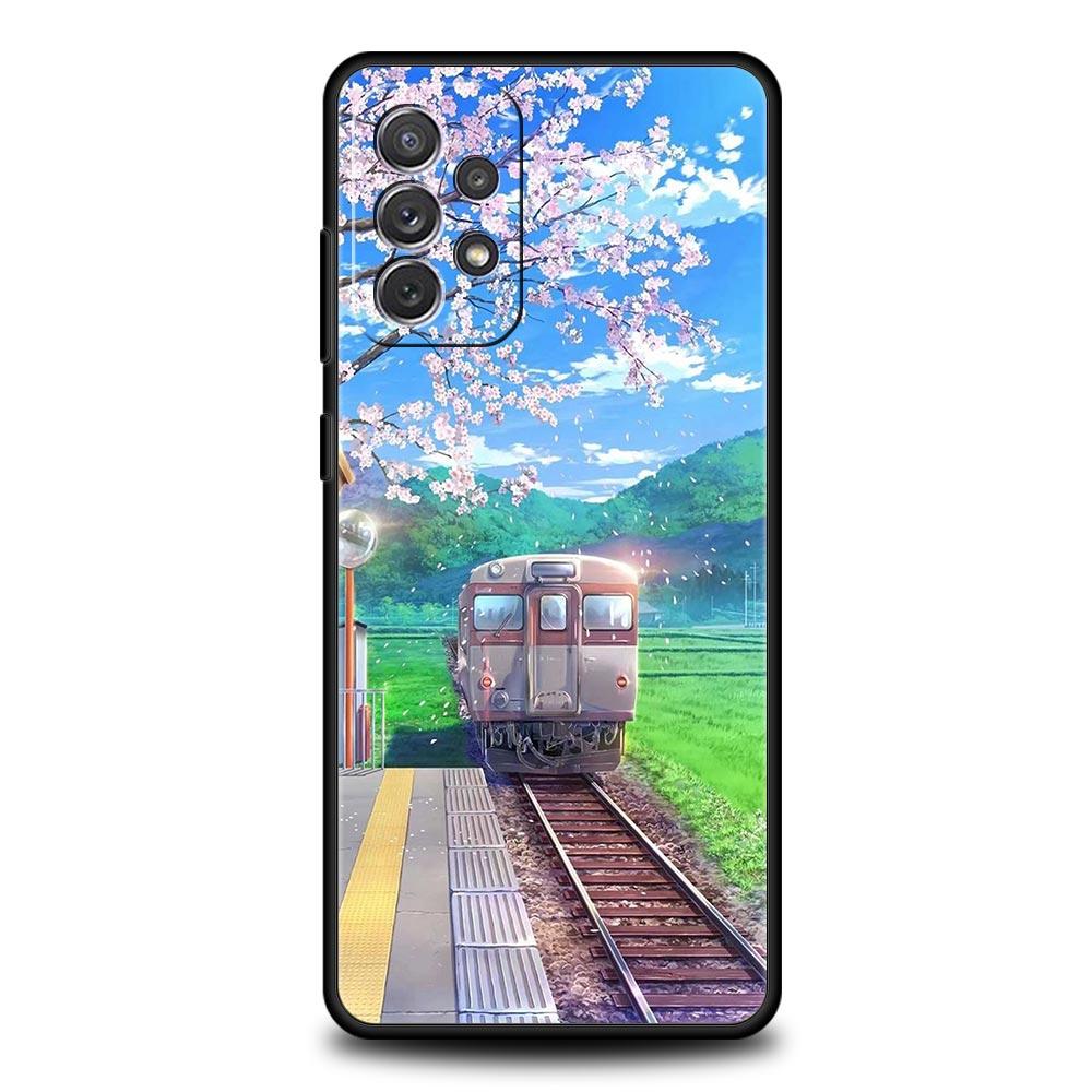 Cherry Blossoms Traint Moun Fuji Case For Samsung A13 A51 A71 A41 A31 A21S A11 A01 A03S A12 A32 A52 A22 A23 A33 A53 A73 5G Cover