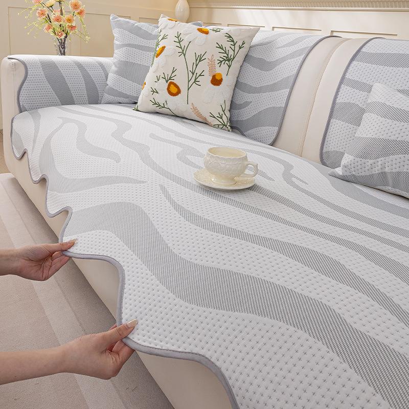 New Summer Cool Doudou Straight Row Sofa Cushion One Piece Fixed Non-Slip Seat Cushion Premium Sofa Cover