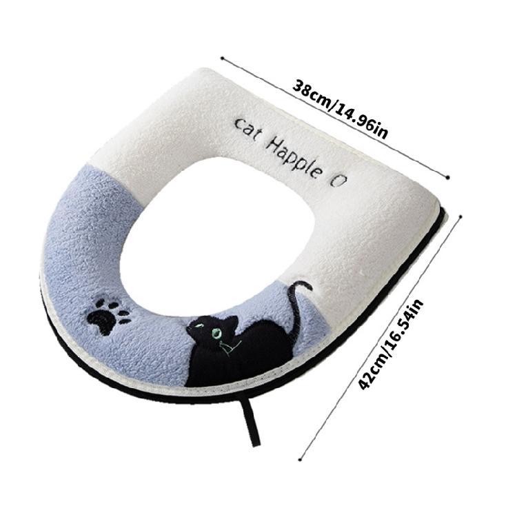 Warm Flannel Toilet Seat Cushion NonSlip Warm Padding Toilet Seat Cover Seat Protector for Home Bathroom Decoration