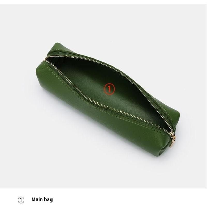 Pu Leather Pen Bag Water Dirt-Proof Storage Bag Large Capacity Pencil Case Simple Stationery Box