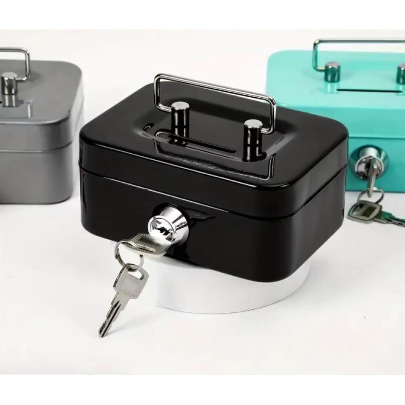 1PC Lockable Safe with Key - Portable Metal Safe, Creative Coin Organiser & Sturdy Storage Box for Kids