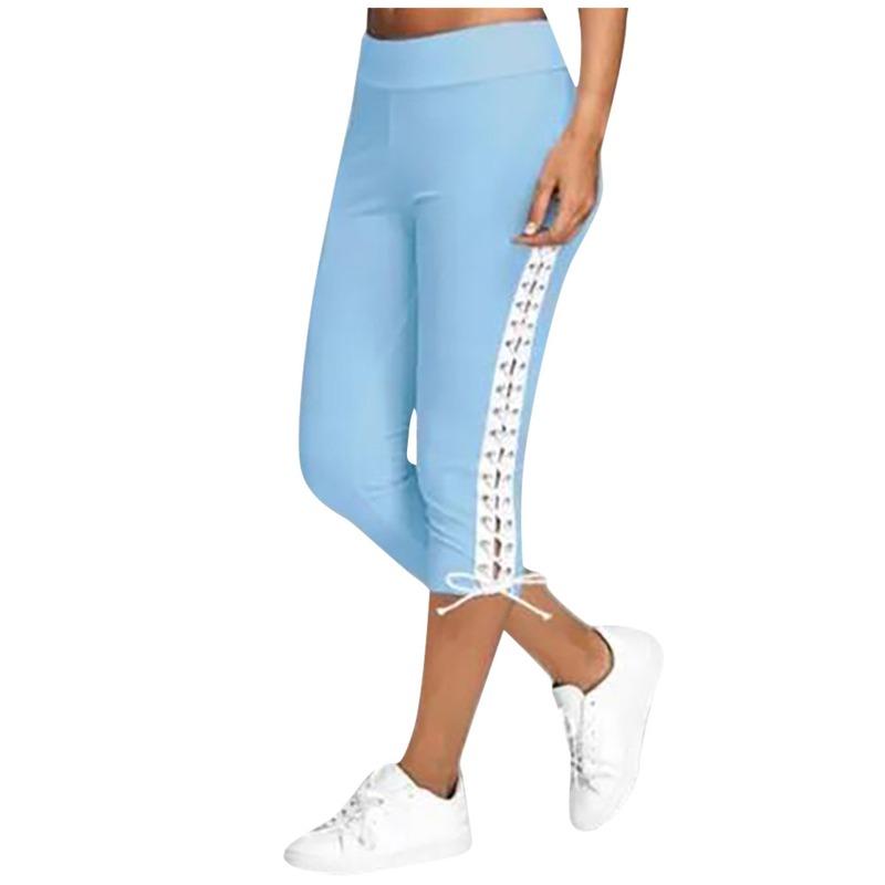 S-5XL Dámské kalhoty s vysokým pasem, zkrácené, s elastickým pasem, bezešvé fitness sportovní legíny plus size