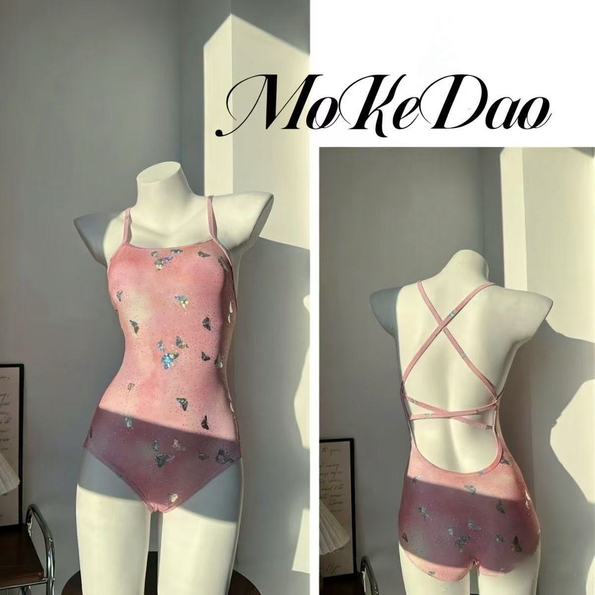 [Peach mist butterfly] Racing swimming adult swimming pool bright flash training backless conjoined triangle M