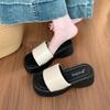 Muffin thick-soled small one-word slippers women's shoes wear 2025 new summer silver sandals