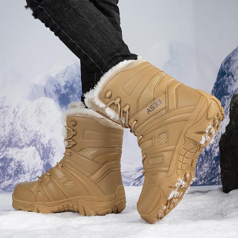 

New outdoor high-top tactical boots men s desert combat boots men s large-size snow boots piled and thickened cotton boots 36 пісочний