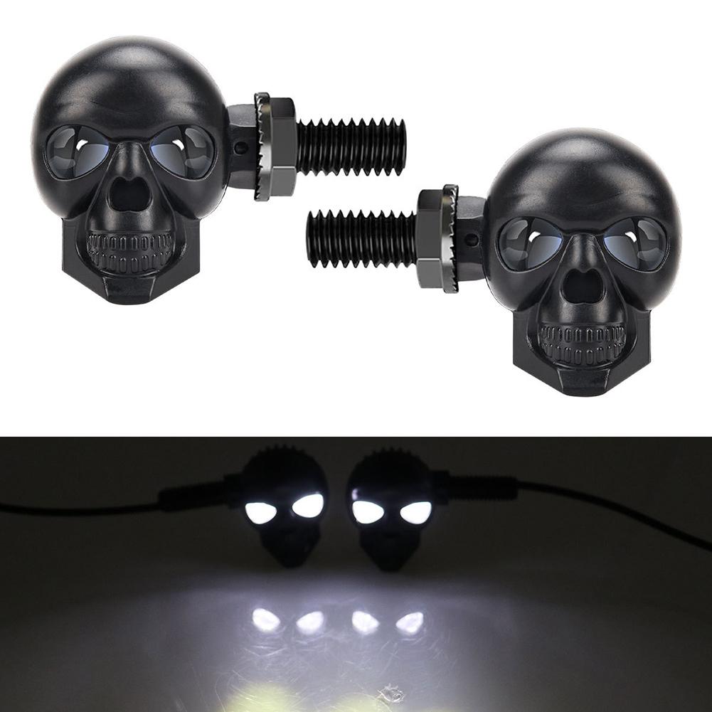 2PCS Motorcycle LED Skull Shape Waterproof Fog Light Auxiliary Turn Signal Light Taillight LED Indicator Light