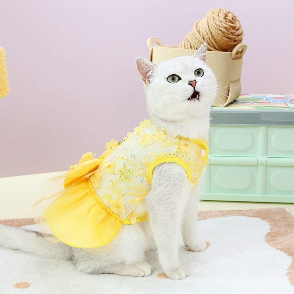Soft Summer Pet Princess Skirt Sweet Dog Vest Harness Cat Apparel Dog Dress  Spring