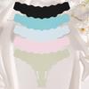 FINETOO 5Pcs/Set Women's Seamless Thong Underwear Wavy Edge No Show Soft Stretch Low Rise Invisible Panties for Daily Wear