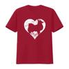 Distressed Gothic Wolf Heart Silhouette Print Streetwear Casual T Shirt Vintage Washed Fashion Versatile Soft