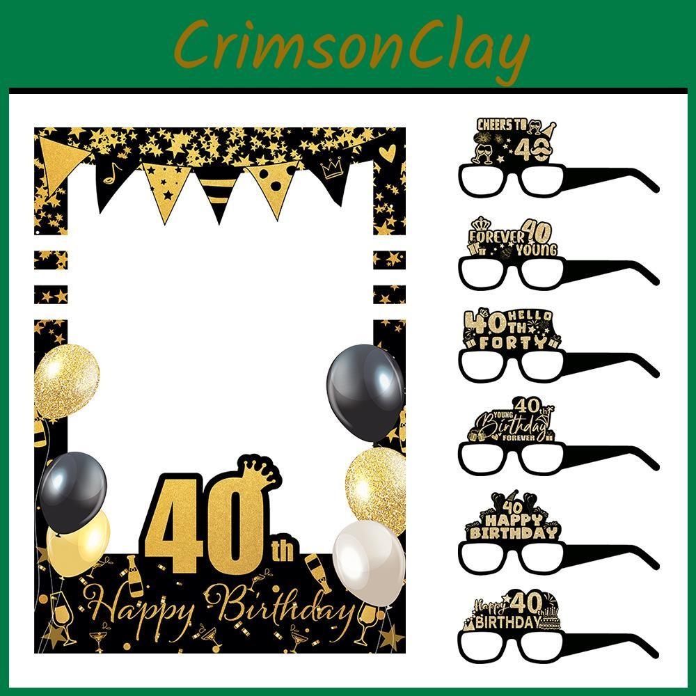 80 To 18 Years Old Birthday Black Gold Paper Glasses Photo Frame Decor Props