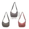 Striped Canvas Shoulder Bag for Women Large Capacity Casual Style Crossbody Bags Satchel Purse for Work and Everyday Use  Red