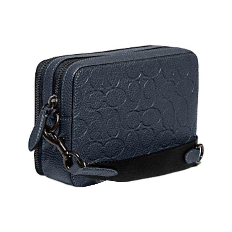 Coach Charter 19 Einfarbige Reißverschluss Leder Schulter Crossbody Tasche Kleine Damen Taschen Dunkelblau C2609-DDE