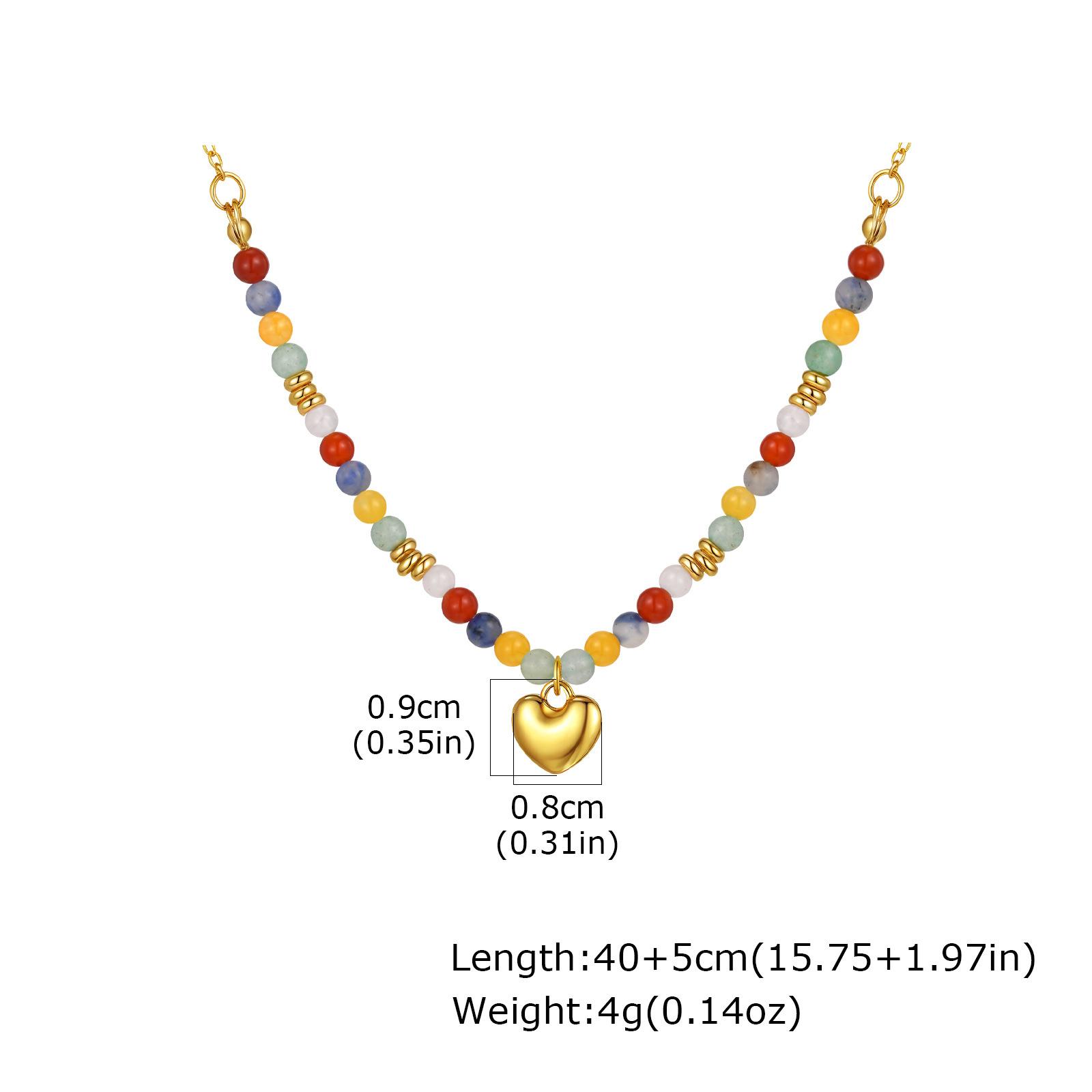 

Accessories Fashion Stainless Steel Five-Color Natural Stone Beaded Cherry Cross Water Drop Heart-Shaped Gold Necklace Women