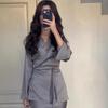 2024 Spring Satin Patchwork Waist-Hugging Long Dress Set for Women