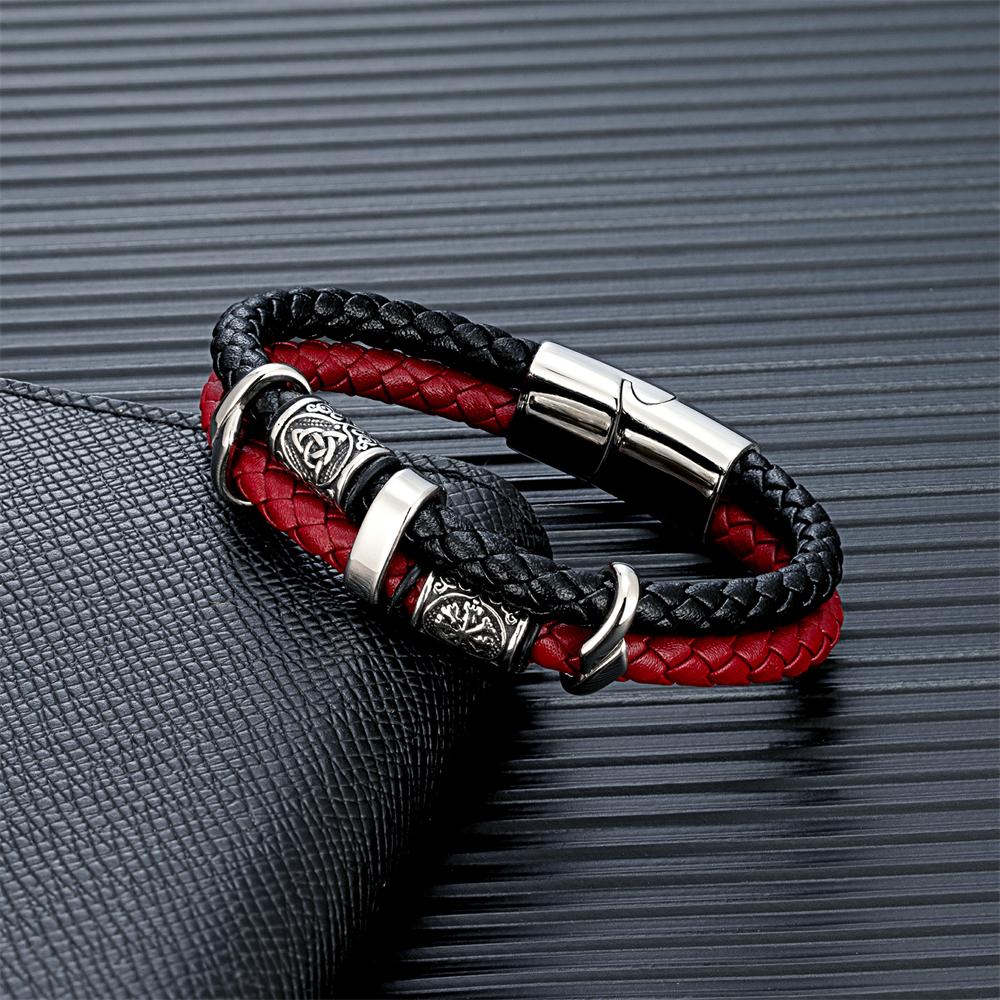 Vintage Vikings Compass Multilayer Genuine Leather Bracelet Men Stainless Steel Norse Runes Valknut Bangle Scandinavian Jewelry