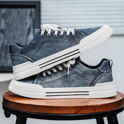 Nuevas zapatillas de mezclilla streetwear moda masculina atadas zapatos de pasarela zapatillas de lona para hombre zapatillas de hip-hop talla grande 47 48 zapatillas para chico