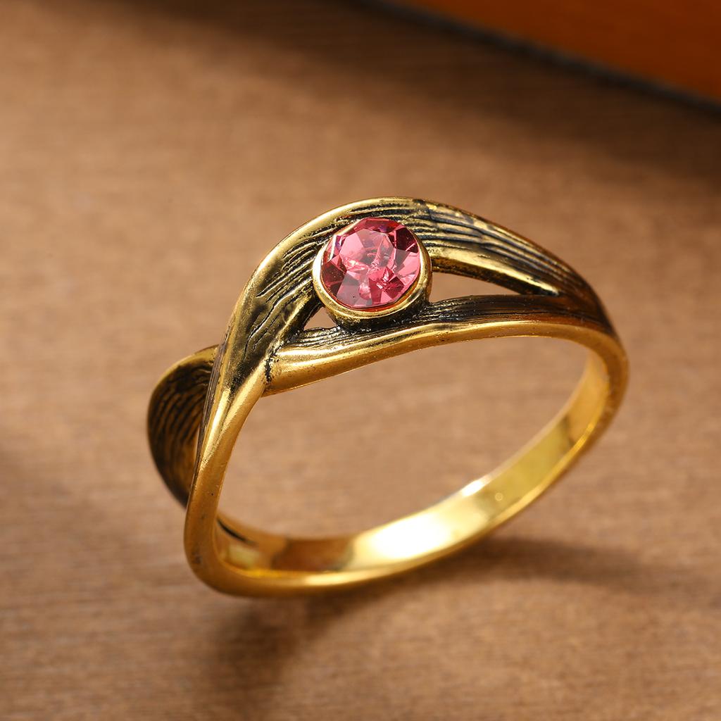 Retro Style Twisted Synthetic Gemstone Rings Copper Women's Jewelry Rings, For Daily And Date