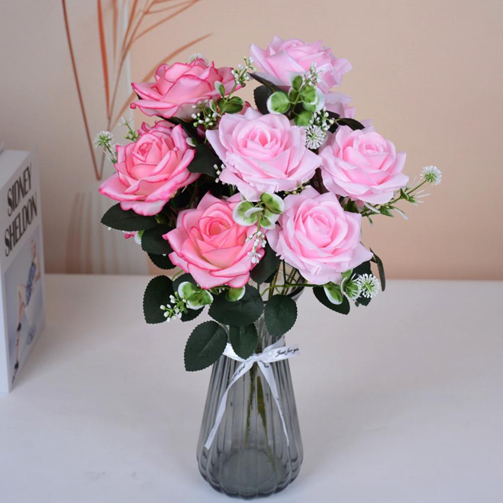 7 Heads Real Happy Flower Mini Photography Photo Gift Valentine's Day Flowers 8 Colors Crystal Grass Bouquet Home Decorative