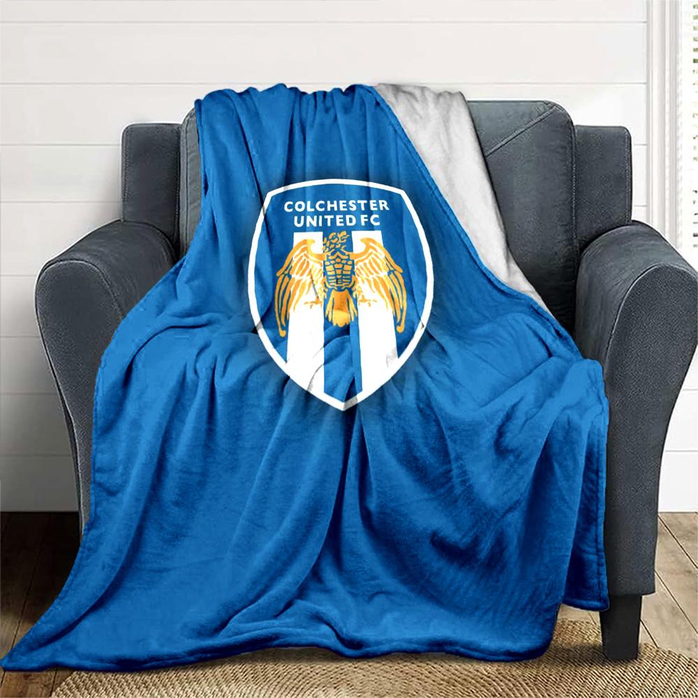 Colchester Utd FC Print Flannel Blanket High Quality Warm Comfortable Cover for All Seasons Perfect for Gifts Home Decor