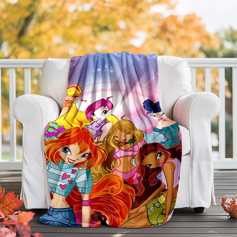 Winx Club printed throw blanket—lightweight,soft,warm;versatile blanket for all seasons—perfect as &air-conditioning throw,nap blanket