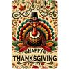 Vintage Thanksgiving Turkey Metal Poster, Autumn Wall Art for Home Cafe