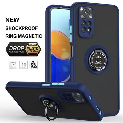 Custodia Antiurto Opaca per Fotocamera per Xiaomi Redmi Note 11 11S 11 Pro 4G 5G con Supporto ad Anello Magnetico per Auto Fundas