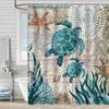 Coastal Marine Shower Curtain: Dolphin, Starfish, Seahorse, Seashell, Sea Turtle - Moisture-Proof, Mildew-Resistant, Waterproof, Beach Bathroom Décor