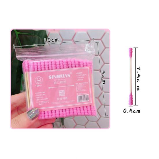100Pcs Double Head Disposable Makeup Cotton Swab Cosmetics Cleaning Remover