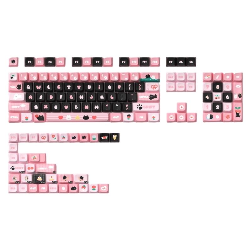 Черные кошки Keycaps 138/158 Клавиш Профиль MDA PBT Keycaps Сублимация Милые Механические Keycaps клавиатуры Аксессуары