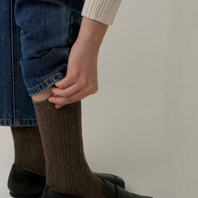 blank03 wool cable cozy socks (3colors)