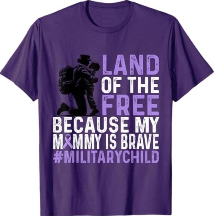

Land Of The Free Because My Mommy Is Brave Military Kids T-Shirt 3XL