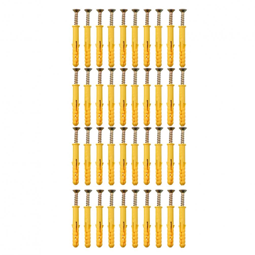 Komplettes Set aus 40 Stück M6x40 Schrauben und Dübeln für starken Halt
