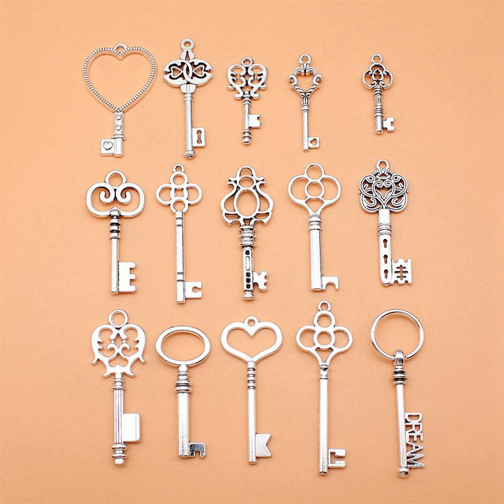 1 Set Mix Key Lock Charms Alloy Tools Pendants For Work Themed Jewelry Making