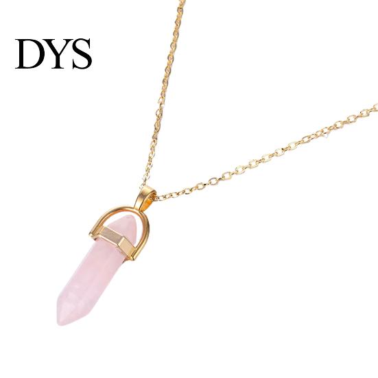 Pendant Necklace Faux Crystal Stone Decorative Chain Metal Women Jewelry Accessories