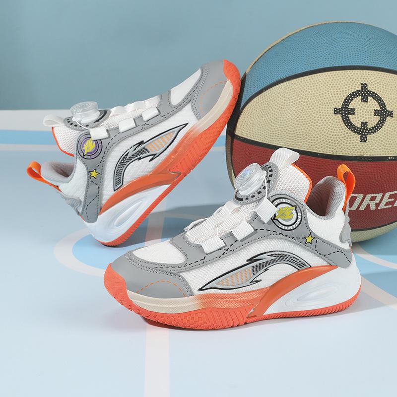 Children's shoes boys running shoes 2025 new comfortable and lightweight children's sports shoes rotating button boys basketball shoes