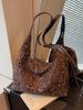 2025 New Retro Leopard Print Suede Tote: Large Capacity Autumn/Winter Shoulder Bag for Women - Korean Fashion Commute Style